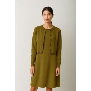 Banana Republic Sweater Dress &‎ Cardigan Set S/M Olive Green Knit Minimalist